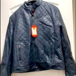 Mens Navy Leverapelle 100% Authentic Lambskin Leather Jacket